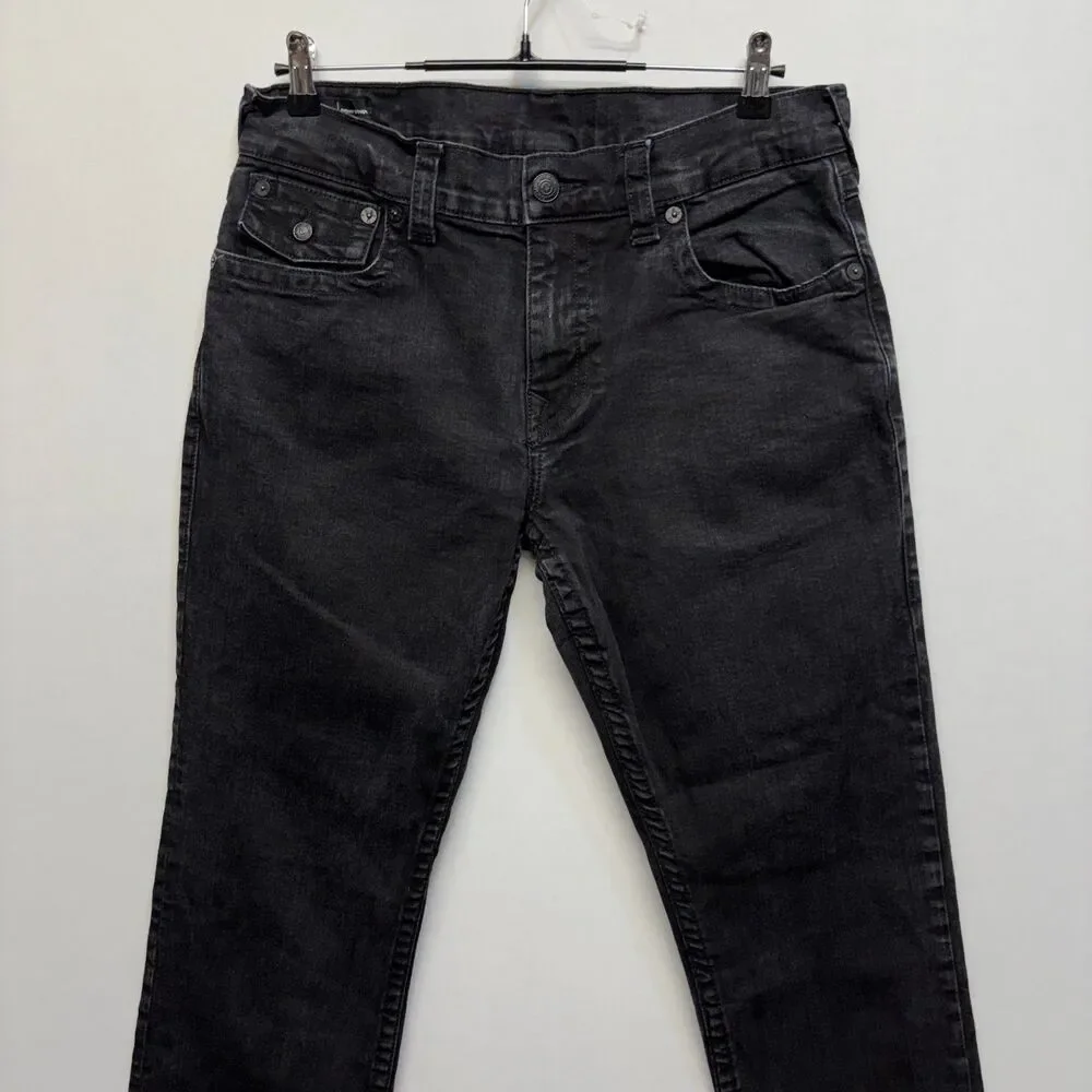 True Religion Men Ricky Relaxed Straight Jeans Size 33x32 Black Denim C124 -5